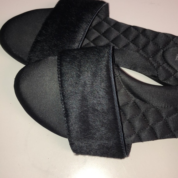 BIRDIES "SPARROW" GENUINE CALF FUR CUSHIONED SLIDES SANDALS WOMENS 8.5M - Picture 4 of 5